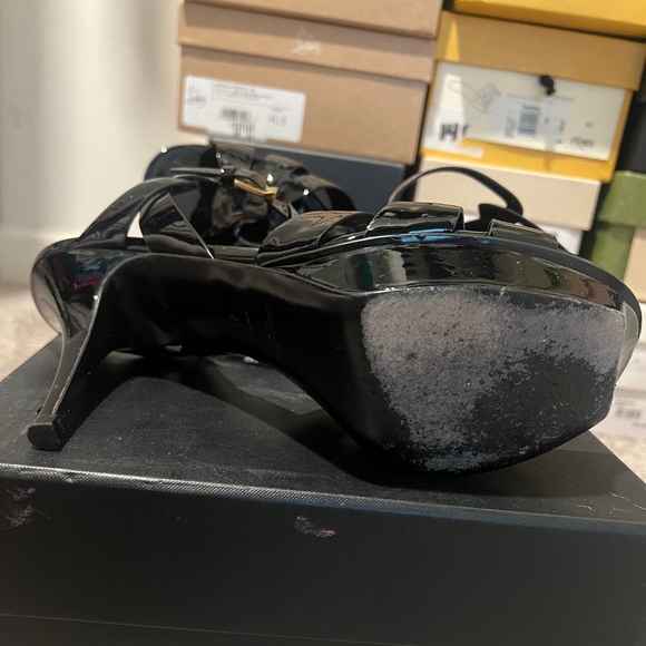 Saint Laurent Glossy Black Sandals - Picture 4 of 8